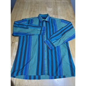 Basic Elements - Men's Dress Shirt -‎ Large Button-Down Blue Long Sleeve